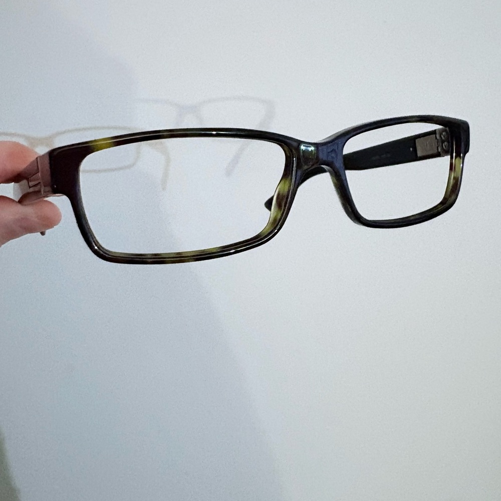 Gucci Green and Brown Tortoiseshell Rectangular Eyeglasses Frames